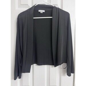 Calvin Klein Womens Shrug Sz L Black Stretch Bolero Cropped Cardigan 3/4 Sleeve